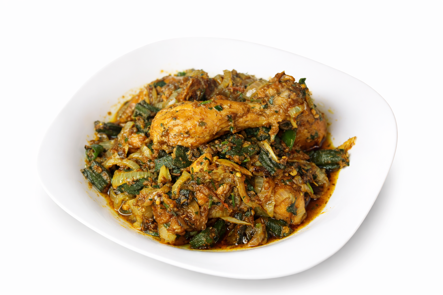 Bhindi ghost( Chicken) with pratha